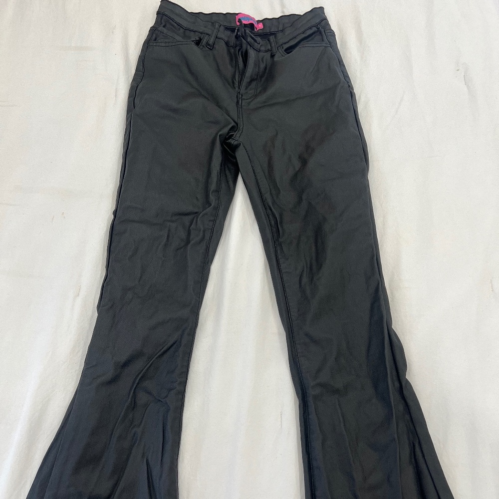 Edikted Petite Black Flared Leather Pants